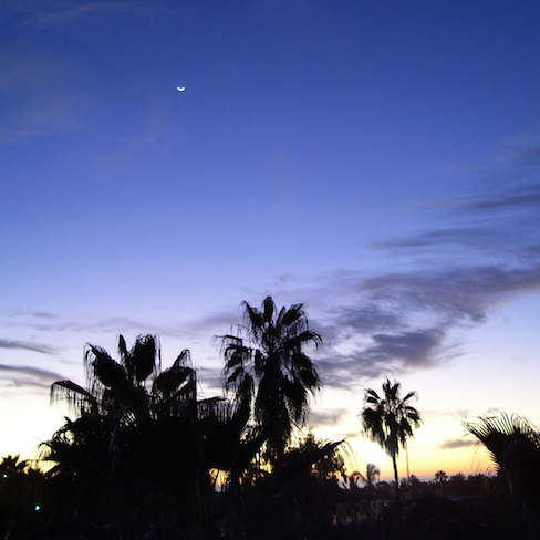 moon and Todos Santos sunset from my roost